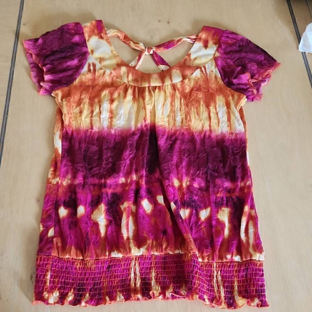 PIPER & BLUE Pink & Blue tie dye top juniors xl